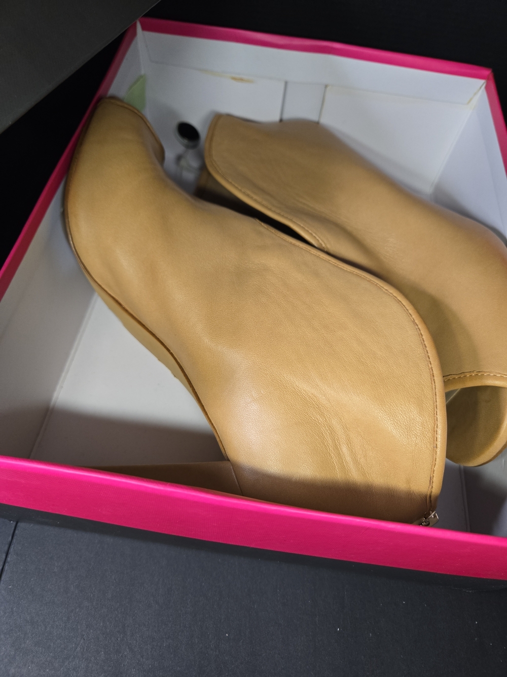 Vince Camuto Amber Peep Toe Booties in Camel/Tan Leather Size 11 - Picture 13 of 15